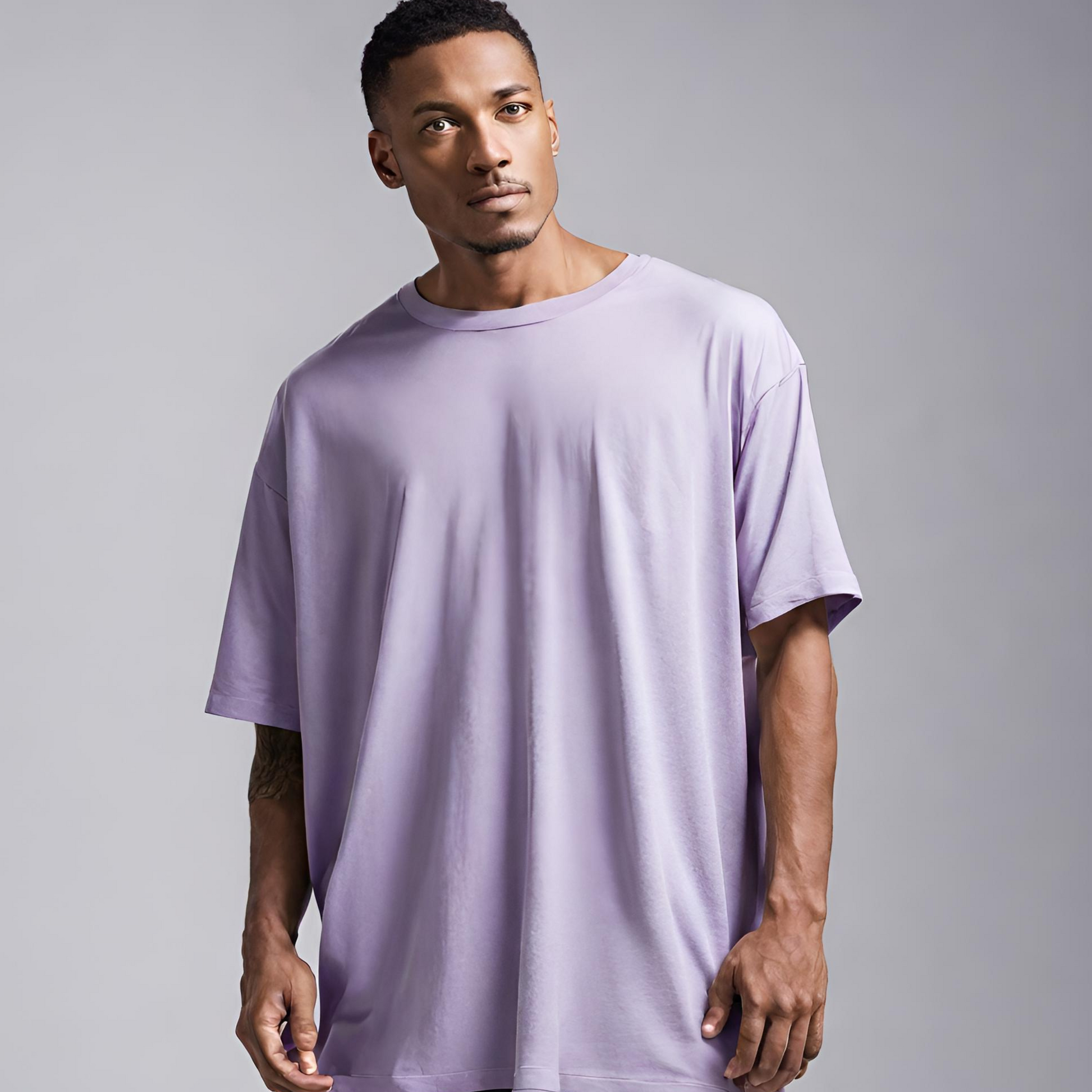 Lavdender back printed oversized Tshirt for men - Cozy Soul
