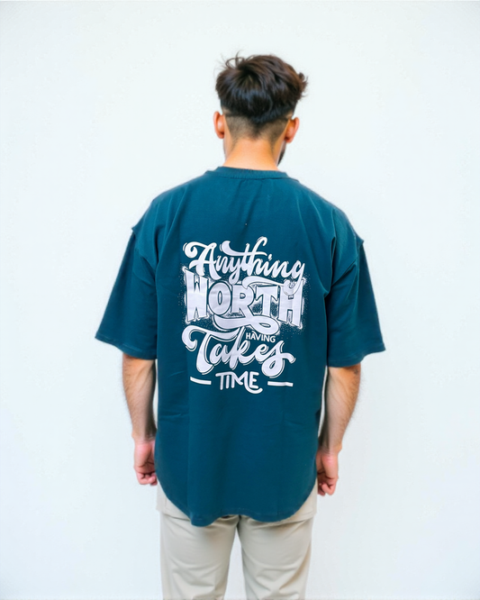 Crystal teal back printed oversized T-shirt from Cozy Soul (Unisex T-shirt)