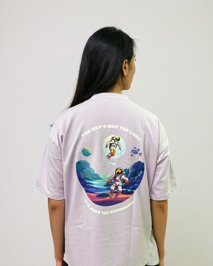 Lavender back printed oversized T-shirt from Cozy Soul (Unisex T-Shirt)