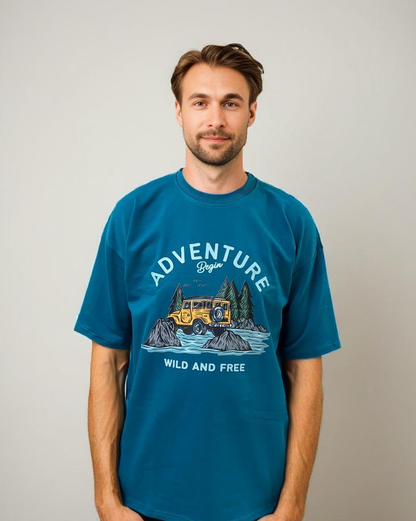 Crystal teal printed oversized T-shirt from Cozy Soul (Unisex T-Shirt)