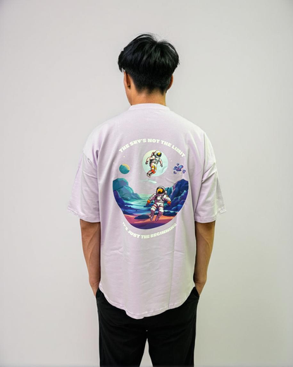 Lavender back printed oversized T-shirt from Cozy Soul (Unisex T-Shirt)