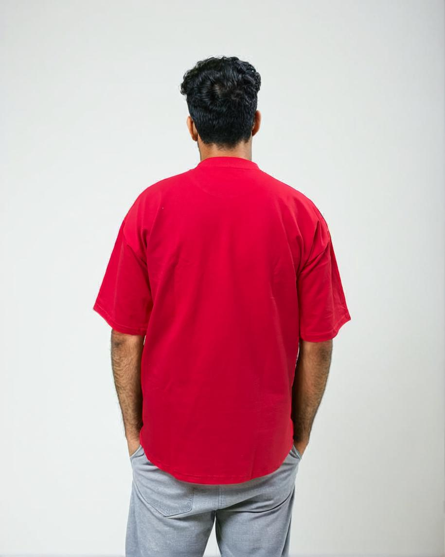 Red printed oversized T-shirt from Cozy Soul (Unisex T-Shirt)