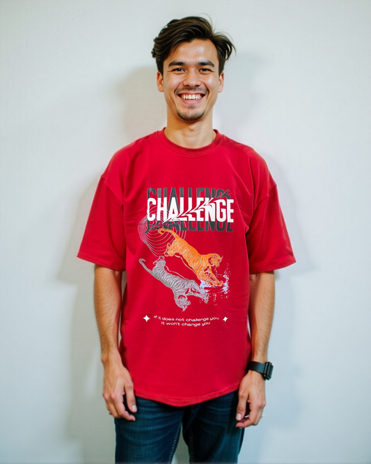 Red printed oversized T-shirt from Cozy Soul (Unisex T-Shirt)