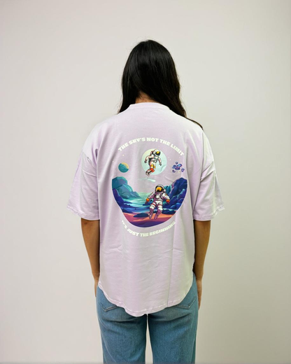 Lavender back printed oversized T-shirt from Cozy Soul (Unisex T-Shirt)