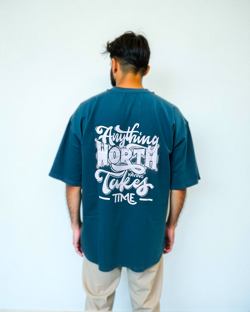 Crystal teal back printed oversized T-shirt from Cozy Soul (Unisex T-shirt)